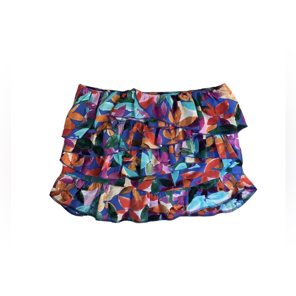 PrettyLittleThing Multicolor Floral Ruffle Mini Skirt - Picture 1 of 3